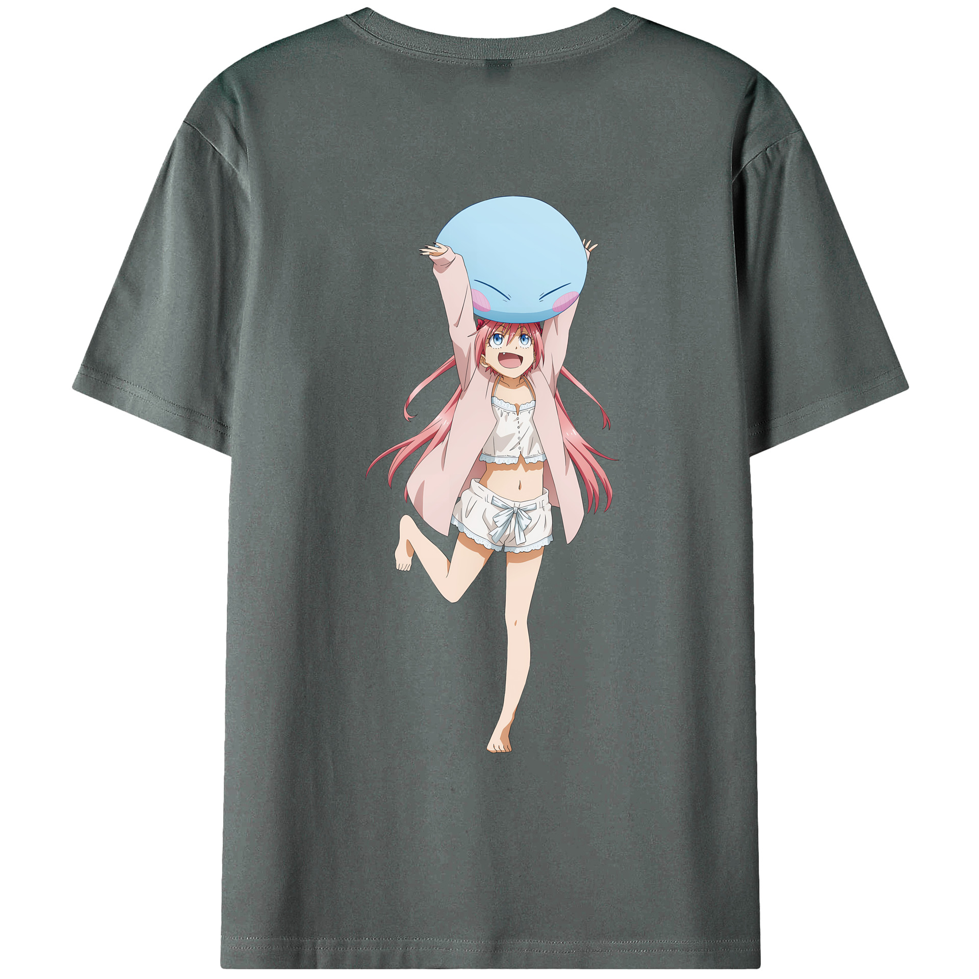（画像用） 転スラ Regarding Reincarnated to Slime 綿100％ メンズ半袖Tシャツ（バックプリント） 通気性